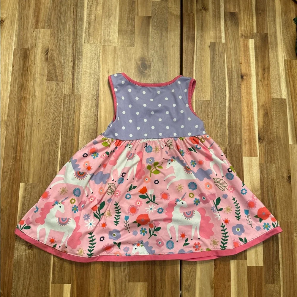 Millie Loves Lily Girls‎ Pink Purple Unicorn Polka Dot Pocket Dress Size 2